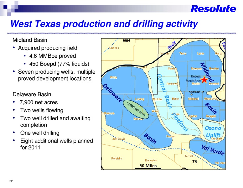 INVESTOR PRESENTATION – Resolute Energy Corp – slide 21