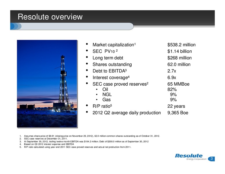 INVESTOR PRESENTATION – Resolute Energy Corp – slide 2