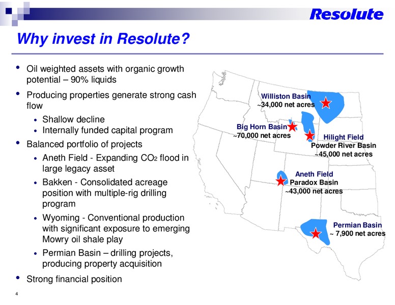INVESTOR PRESENTATION – Resolute Energy Corp – slide 3
