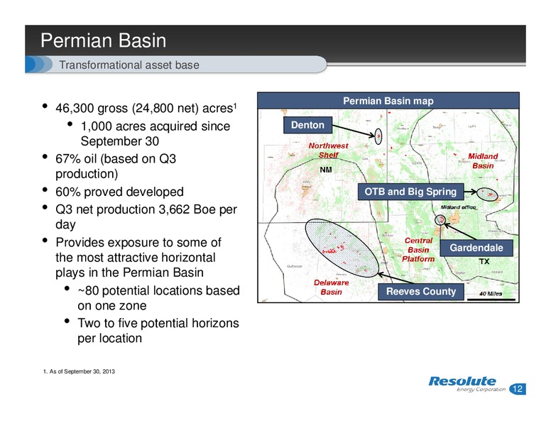 INVESTOR PRESENTATION – Resolute Energy Corp – slide 11