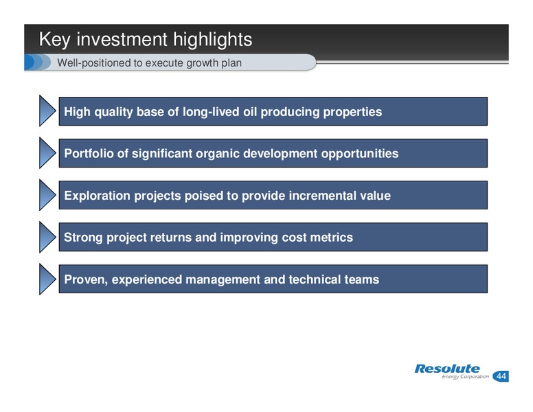 INVESTOR PRESENTATION – Resolute Energy Corp – slide 43