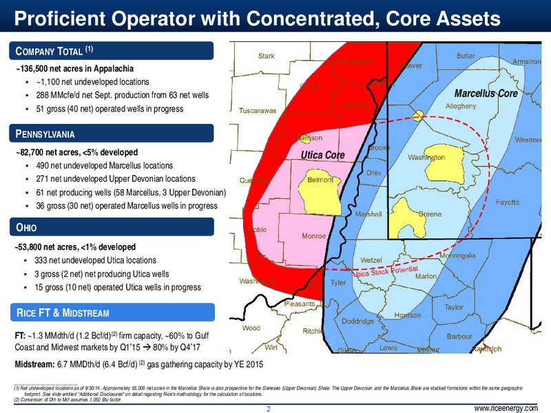 3Q14 Supplemental Slides – Rice Energy – slide 2