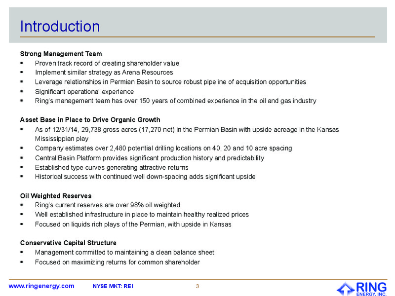 March 2015 Investor Presentation – Ring Energy Inc. – slide 2