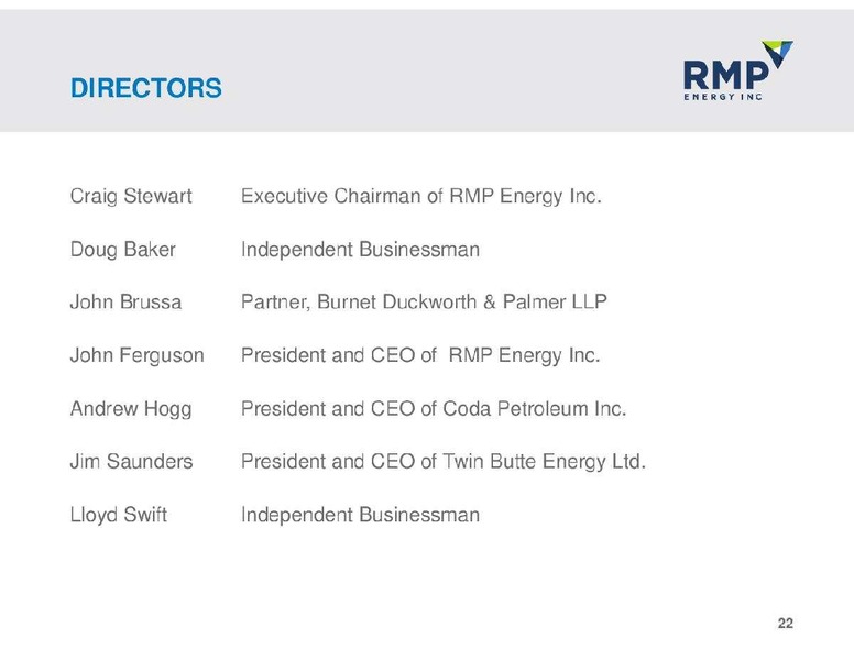NOVEMBER 2012 CORPORATE PRESENTATION – Rmp Energy Inc. – slide 22