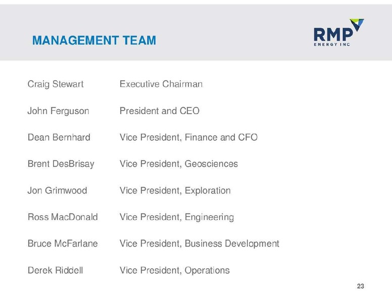 NOVEMBER 2012 CORPORATE PRESENTATION – Rmp Energy Inc. – slide 23
