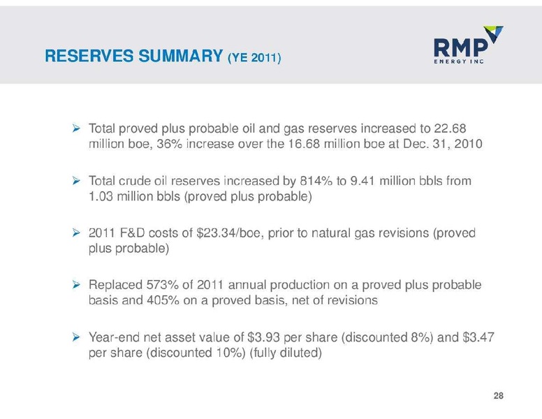 NOVEMBER 2012 CORPORATE PRESENTATION – Rmp Energy Inc. – slide 28