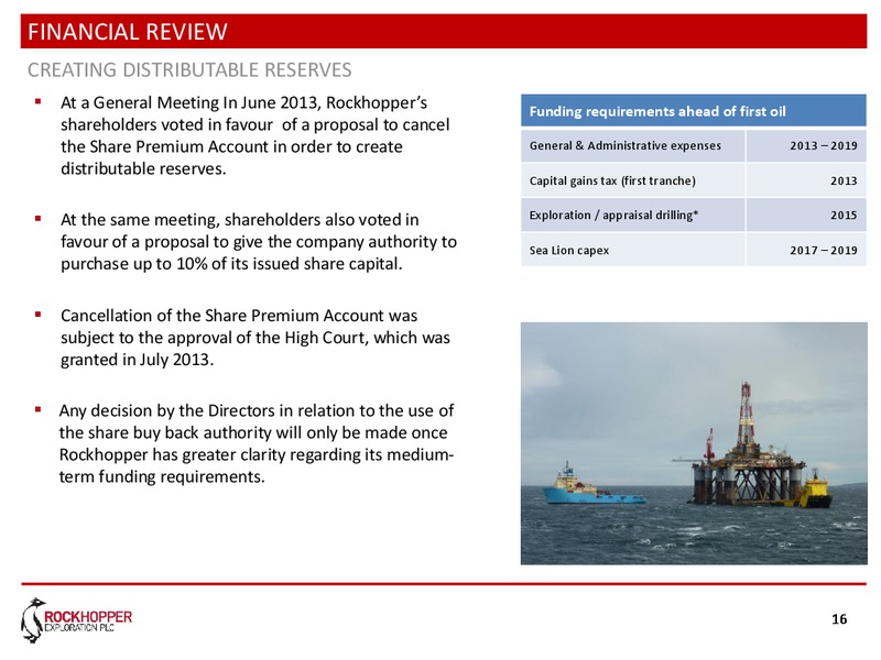 CORPORATE UPDATE – Rockhopper Exploration – slide 15