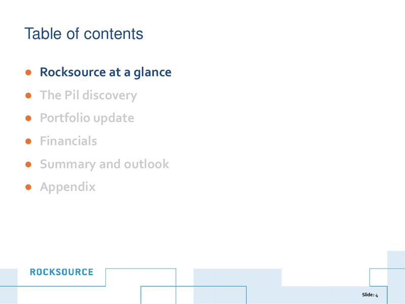 Corporate Presentation – Rocksource – slide 3