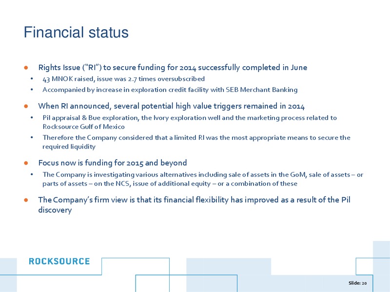 Corporate Presentation – Rocksource – slide 19
