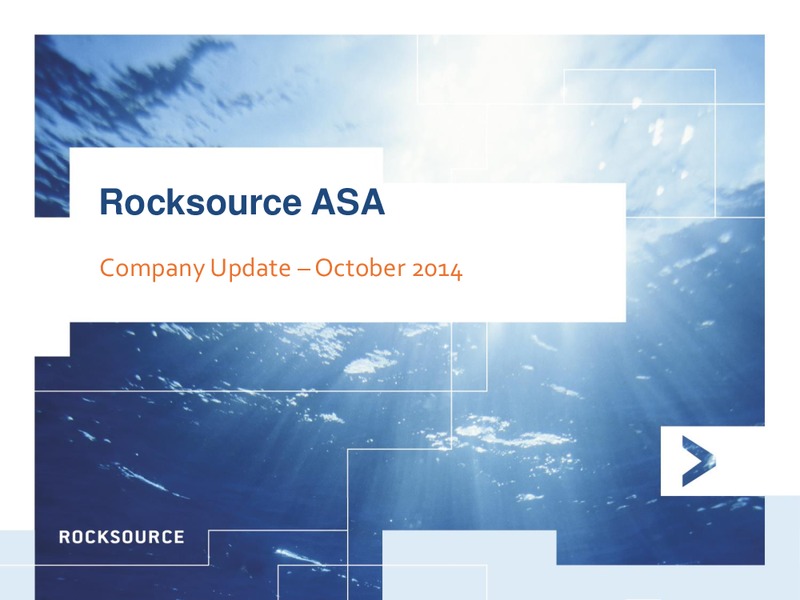 Company Update – Rocksource – slide 1