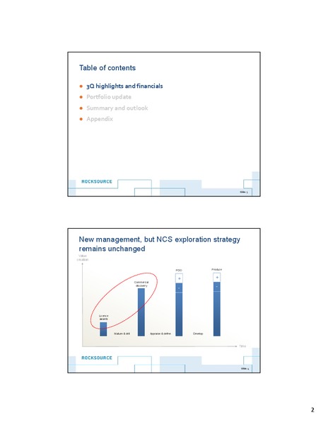 THIRD QUARTER 2014 – Rocksource – slide 2