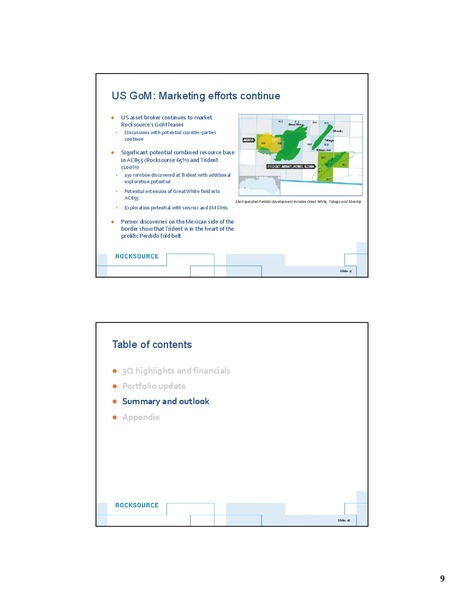 THIRD QUARTER 2014 – Rocksource – slide 9
