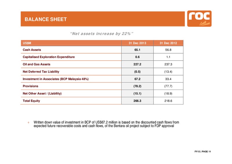 FY2013 Results – Roc Oil – slide 11