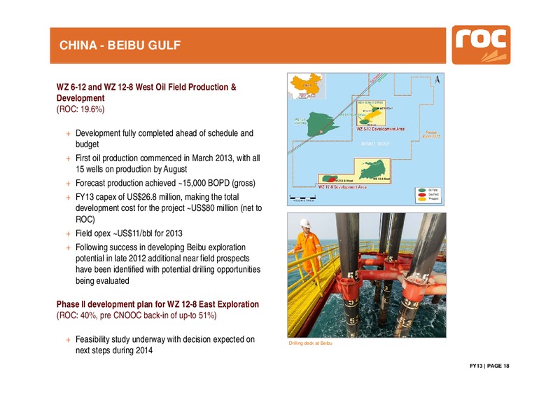 FY2013 Results – Roc Oil – slide 18