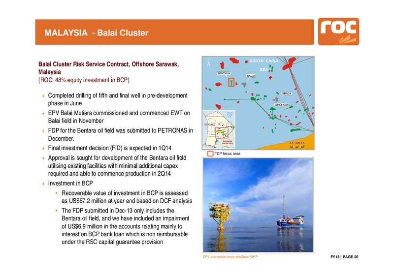 FY2013 Results – Roc Oil – slide 20