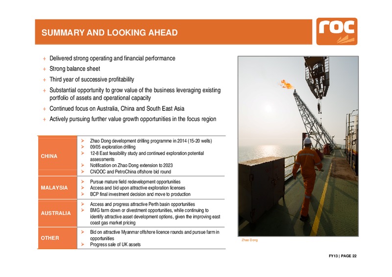 FY2013 Results – Roc Oil – slide 22