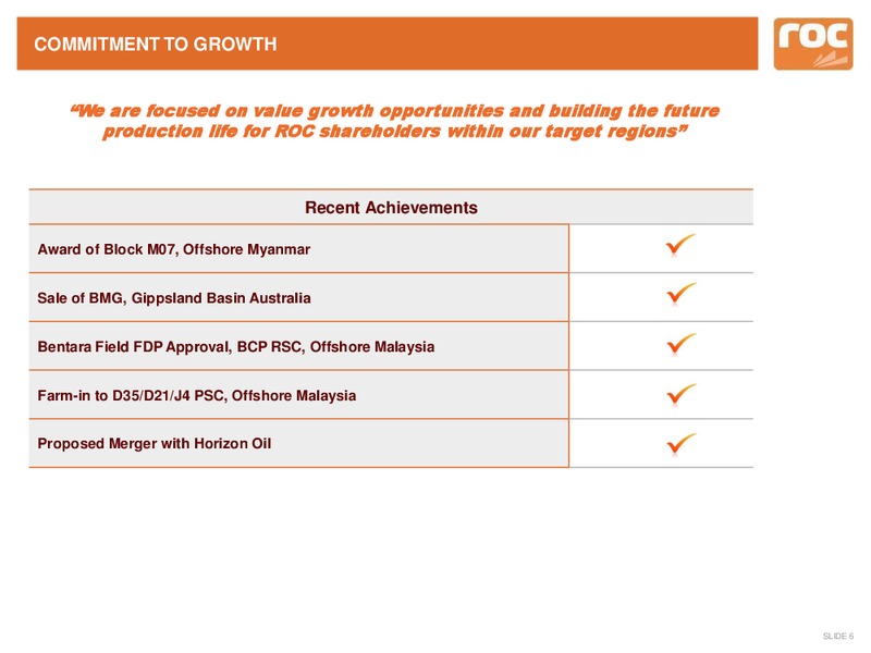 Company Update – Roc Oil – slide 5