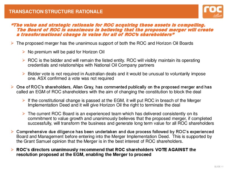 Company Update – Roc Oil – slide 13