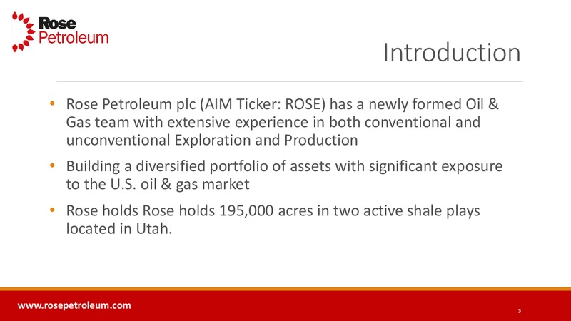 INVESTOR PRESENTATION – Rose Petroleum – slide 2