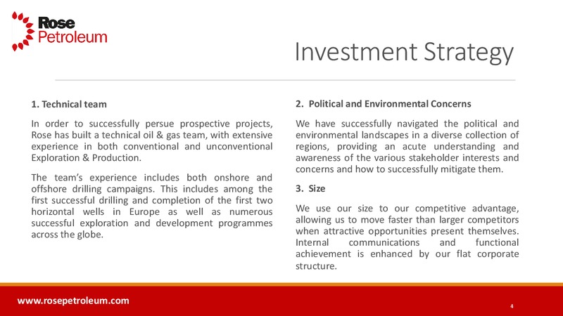 INVESTOR PRESENTATION – Rose Petroleum – slide 3