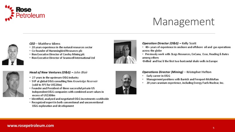 INVESTOR PRESENTATION – Rose Petroleum – slide 4