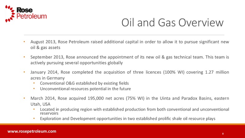 INVESTOR PRESENTATION – Rose Petroleum – slide 7