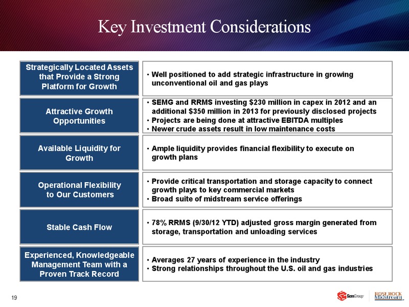 JANUARY 2013 INVESTOR PRESENTATION – Rose Rock Midstream, L.P. – slide 18