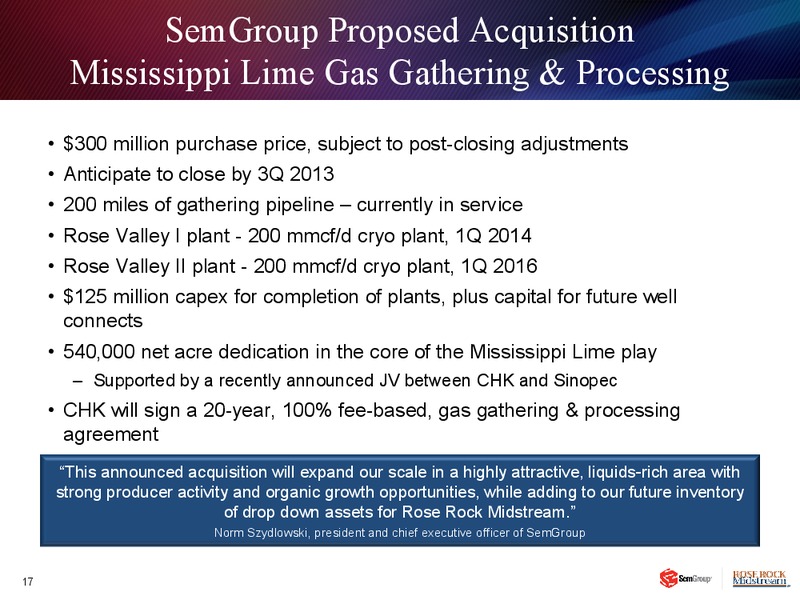 INVESTOR PRESENTAITON – Rose Rock Midstream, L.P. – slide 16