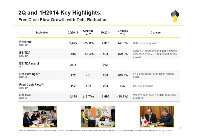Rosneft Oil Company IFRS 2Q and 1H2014 Results – Rosneft Oil Company – slide 3