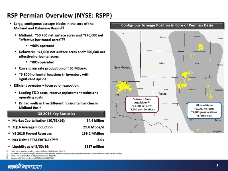 Q3 2016 Results – RSP Permian Inc. – slide 2
