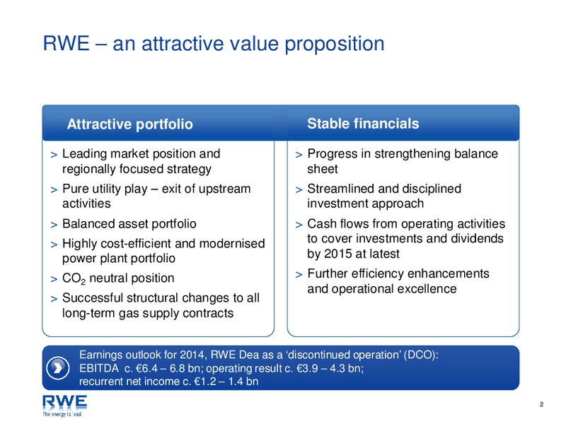 INVESTOR PRESENTATION – RWE DEA – slide 2
