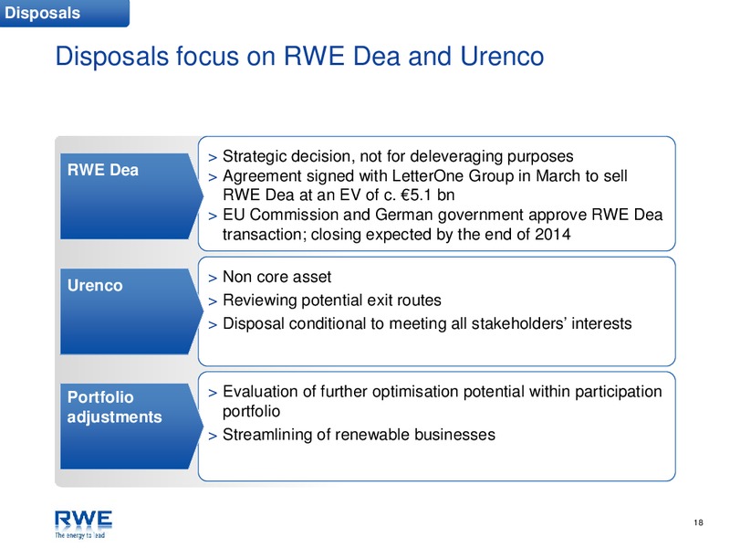 Investor Presentation – RWE DEA – slide 18