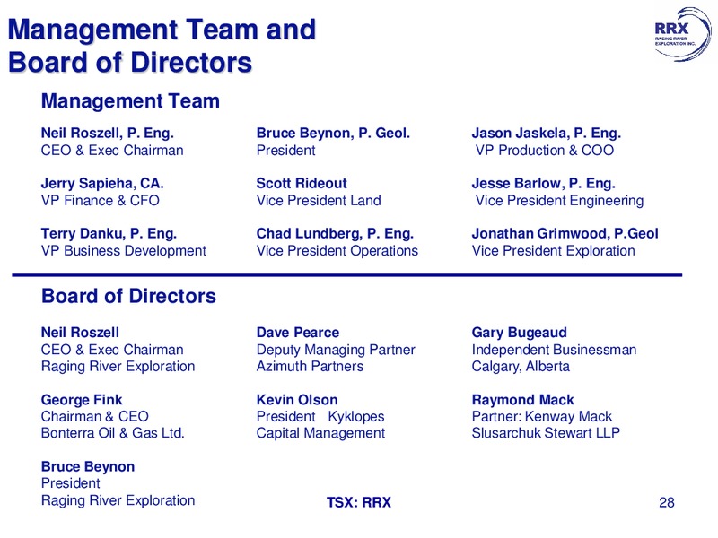 January 2018 Corporate Presentation – Raging River Exploration Inc. – slide 27