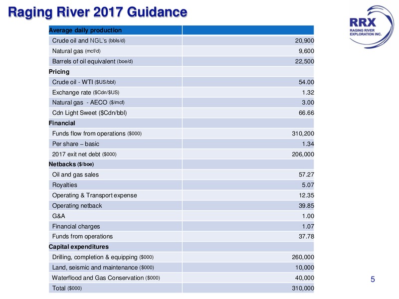 January 2017 Investor Presentation – Raging River Exploration Inc. – slide 5