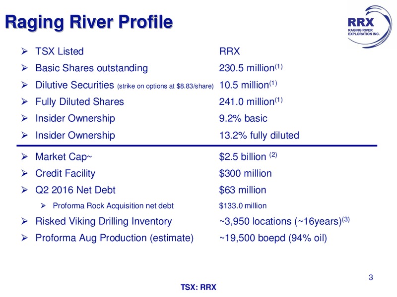 August 2016 Corporate Presentation – Raging River Exploration Inc. – slide 3