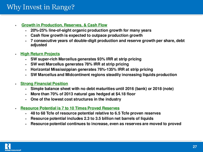 Simmons Thirteenth Annual Energy Conference – Range Resources Corp – slide 27