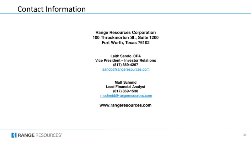 1Q 2023 Earnings Presentation – Range Resources Corp – slide 35