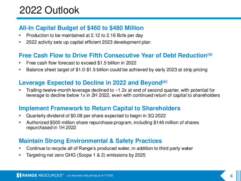 2Q 2022 Earnings Presentation – Range Resources Corp – slide 5