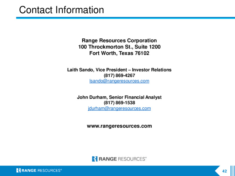 2Q 2020 Earnings Presentation – Range Resources Corp – slide 41