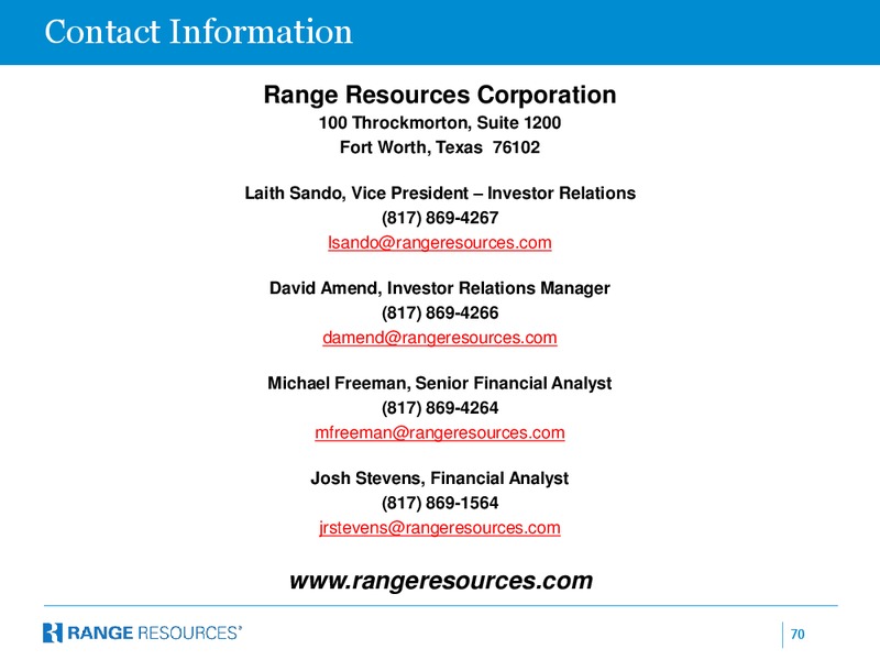 October 2016 Company Presentation – Range Resources Corp – slide 69