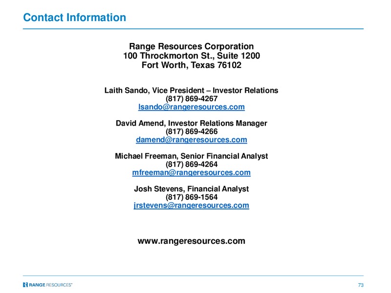 October 2017 Corporate Presentation – Range Resources Corp – slide 72