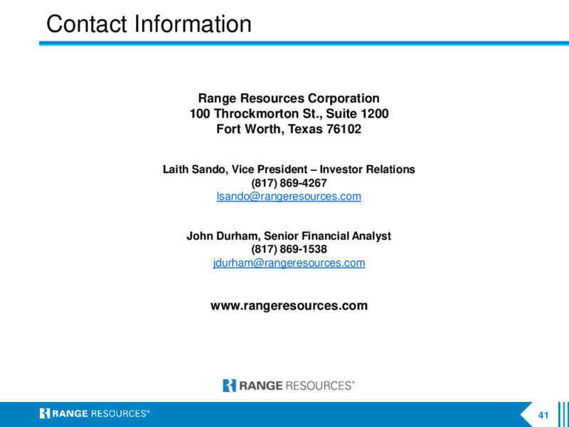 Q3 2020 Earnings Presentation – Range Resources Corp – slide 40