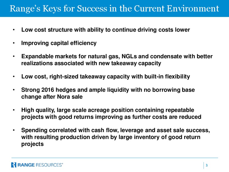 January 2016 Investor Presentation – Range Resources Corp – slide 2