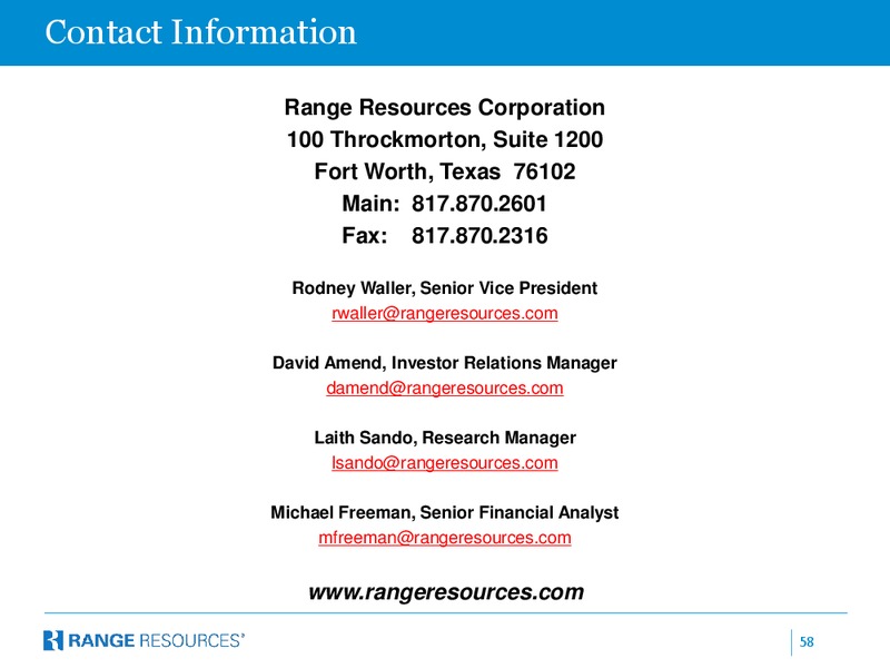 January 2016 Investor Presentation – Range Resources Corp – slide 57