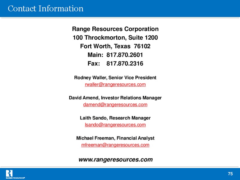 Q1 2013 RESULTS – Range Resources Corp – slide 74