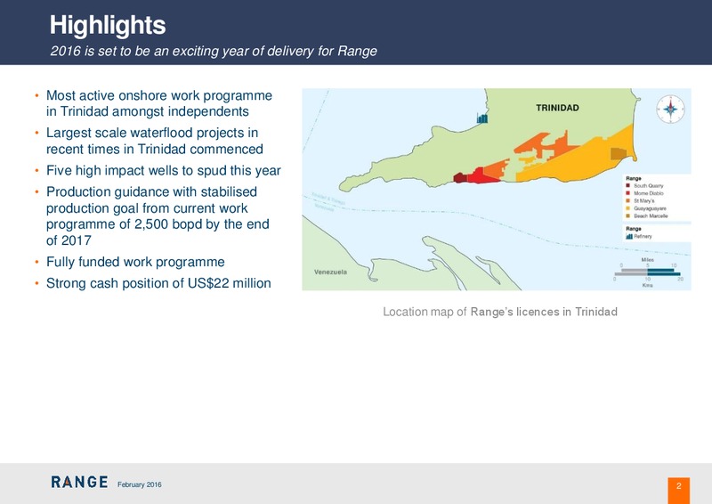 February 2016 Operations Update – Range Resources Limited – slide 2