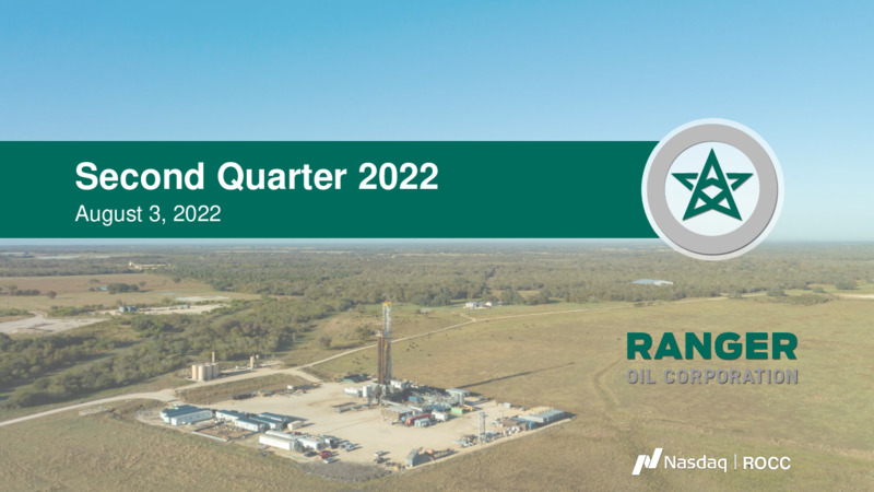 2Q22 Earnings Presentation – Ranger Oil Corp. – slide 1