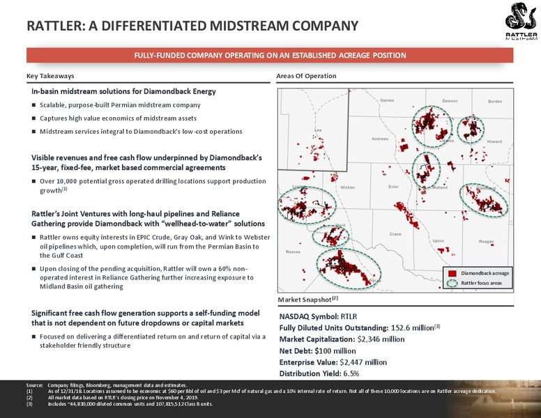 3Q 2019 Earnings Presentation – Rattler Midstream LP – slide 3