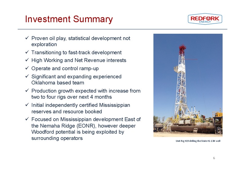 GLOBAL RESOURCE CONFERENCE – Red Fork Energy Limited – slide 6