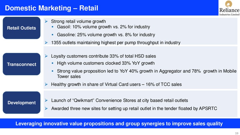 3Q FY 2018 19 Financial Results – Reliance Industries Limited – slide 19